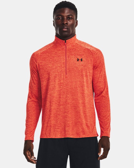 Men's UA Tech™ ½ Zip Long Sleeve in Orange image number 0
